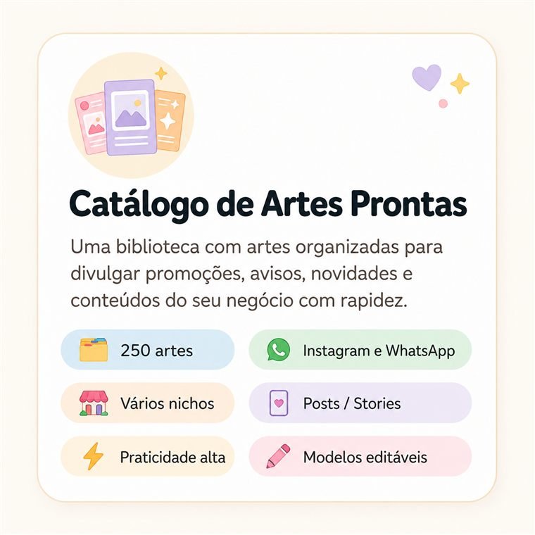Catálogo de artes prontas na ferramenta